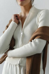 Double Zip Slim Knit Cardigan