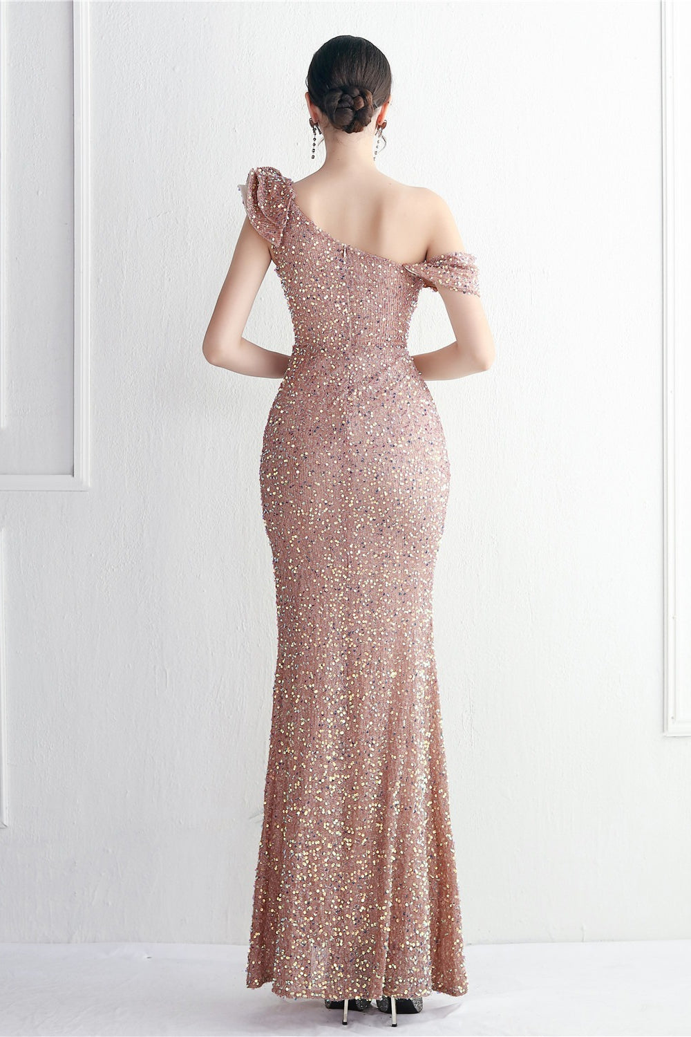 Embellished One Shoulder Mermaid Formal Dress