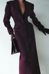 Notched Collar Single Breasted Slim Overcoat