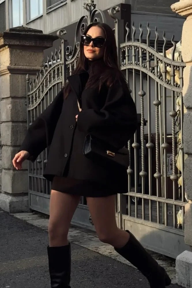 Relaxed Fit Short Wool Blend Jacket