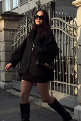 Relaxed Fit Short Wool Blend Jacket