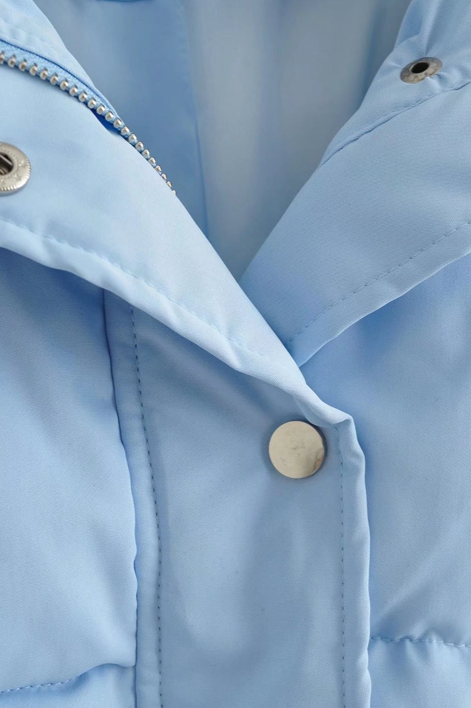 Solid Color Lapel Collar Cropped Puffer Jacket