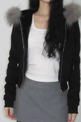 Fairy Fur Patchwork Double Zipper Hoodie