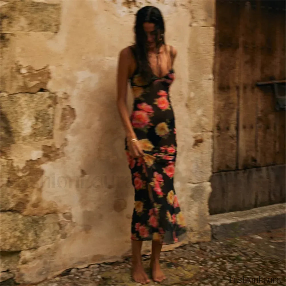 Fairy Grunge Strappy Floral Dress