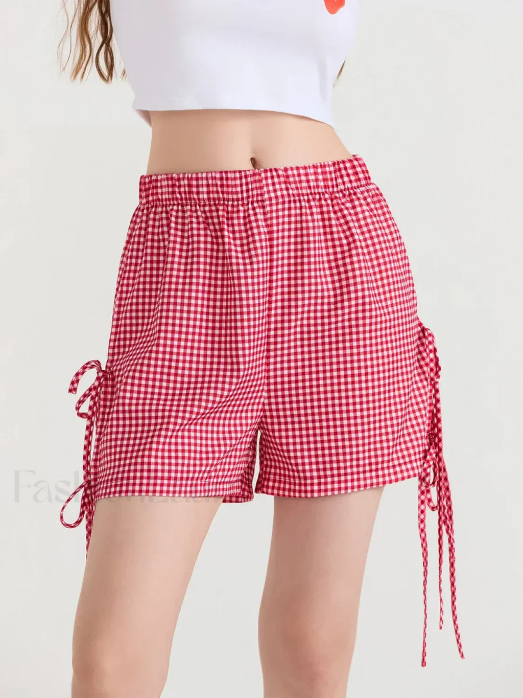 Fairycore Cute Bowknot Casual Loose Fit Streetwear Short red / S