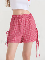 Fairycore Cute Bowknot Casual Loose Fit Streetwear Short red / S