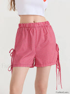 Fairycore Cute Bowknot Casual Loose Fit Streetwear Short red / S