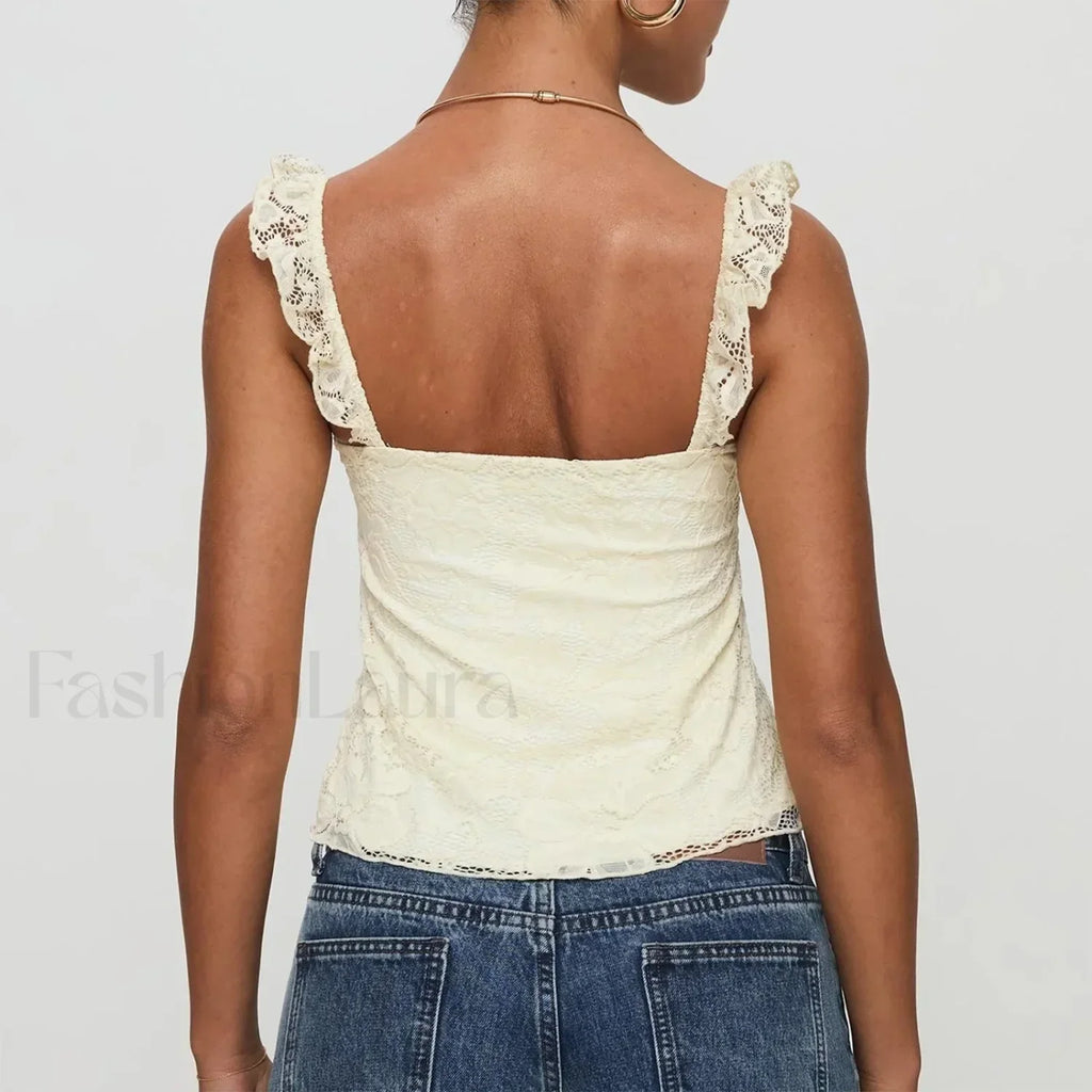 Fairycore Square Ruffled Crop Top