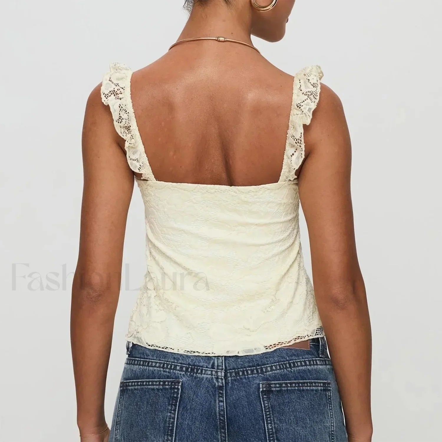 Fairycore Square Ruffled Crop Top