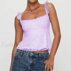 Fairycore Square Ruffled Crop Top PURPLE / S