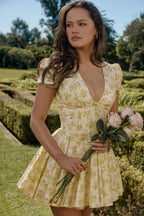 Faith Vintage Floral Charming Pleated Mini Dress