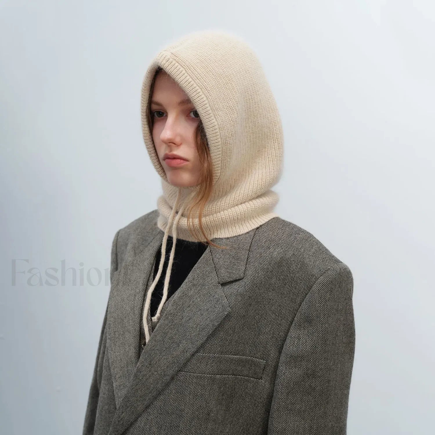 Fashion Balaclava Autumn Winter Warm Neck Women’s Solid Color Hat Beige / 56 60cm
