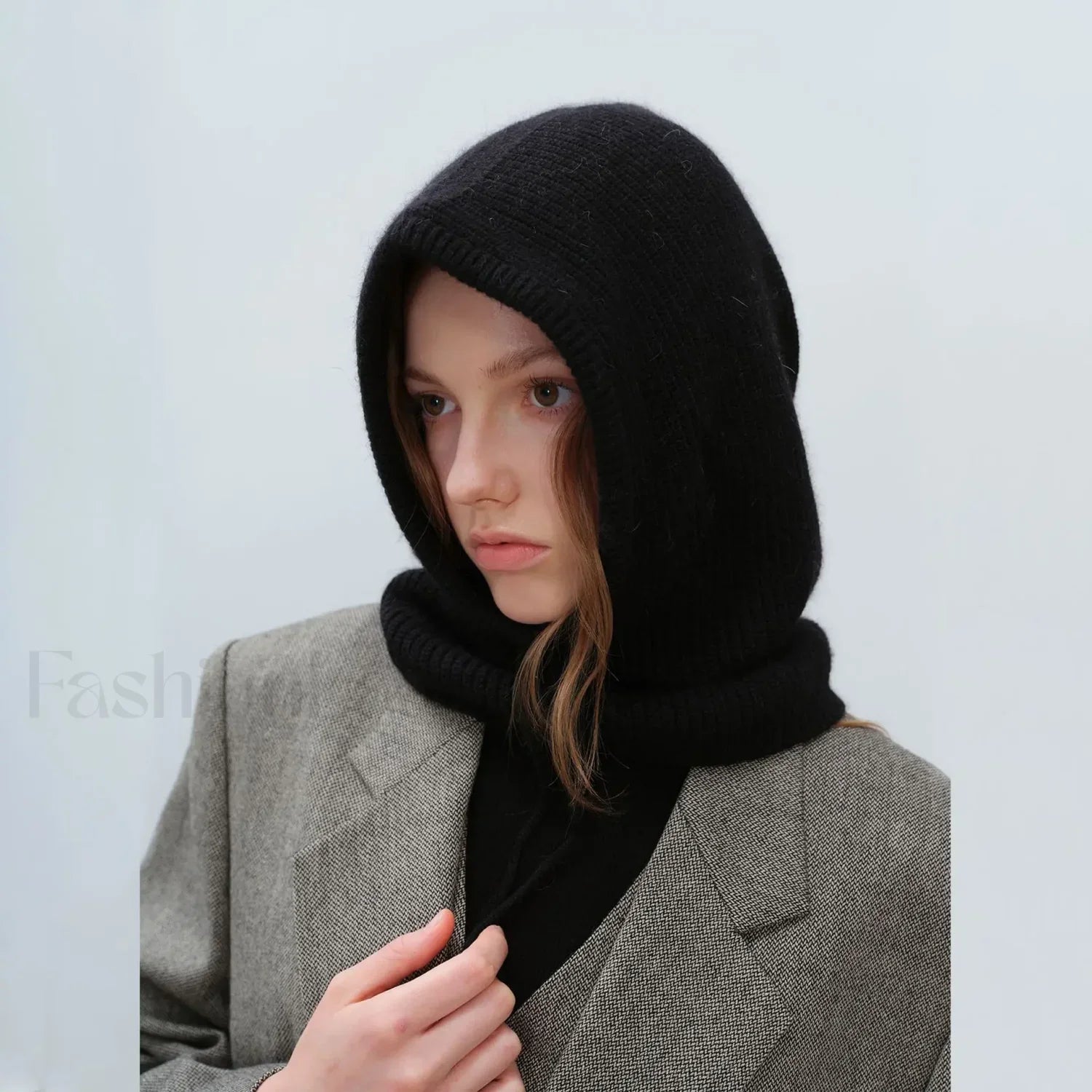 Fashion Balaclava Autumn Winter Warm Neck Women’s Solid Color Hat Black / 56 60cm