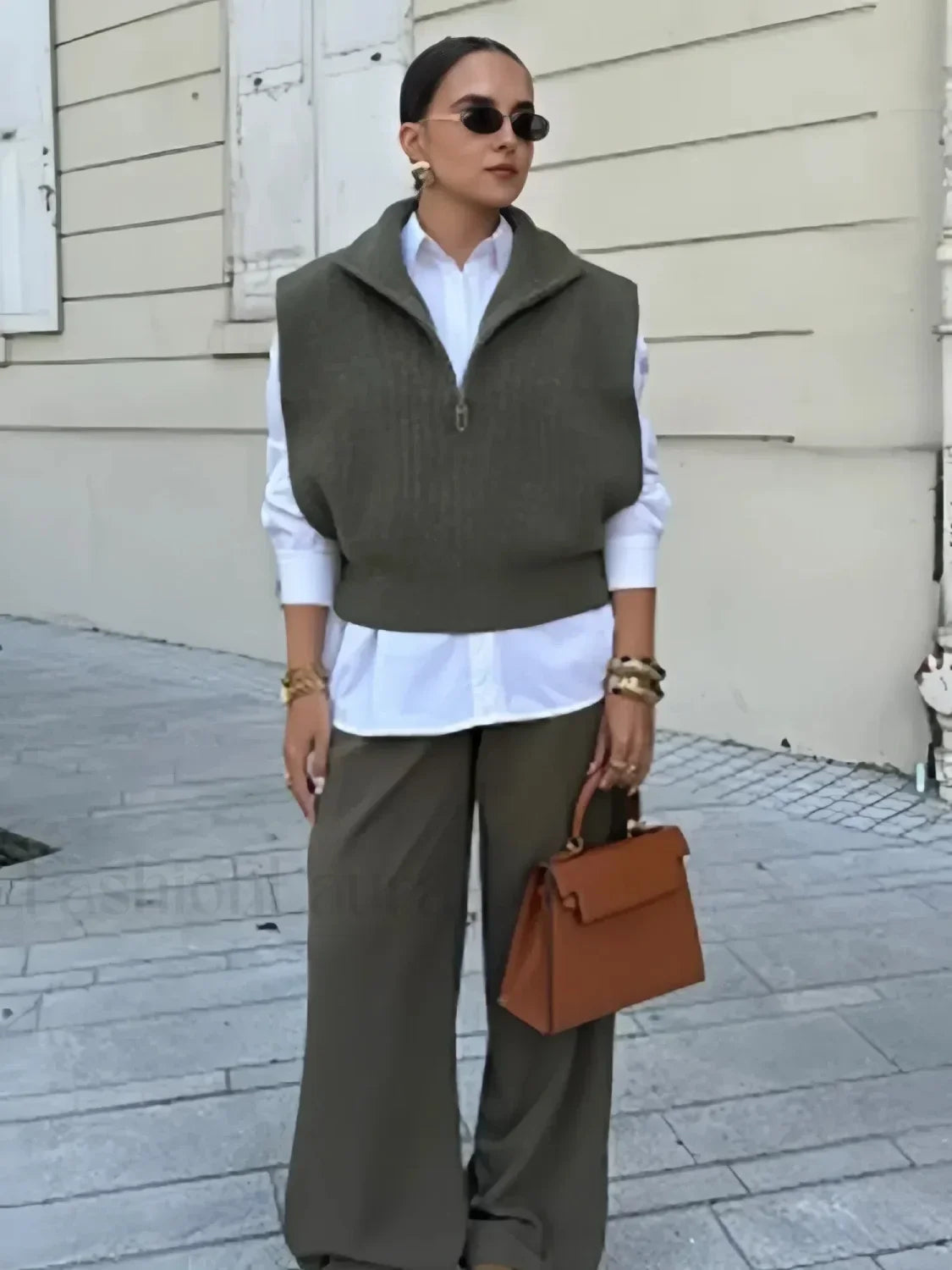 Fashion Solid Lapel Soft Women’s Knit Vest Sleeveless Loose Sweater Sweaters L