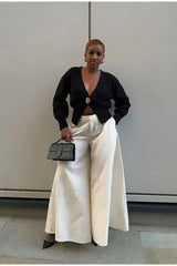 Fashion V neck Button Cardigan