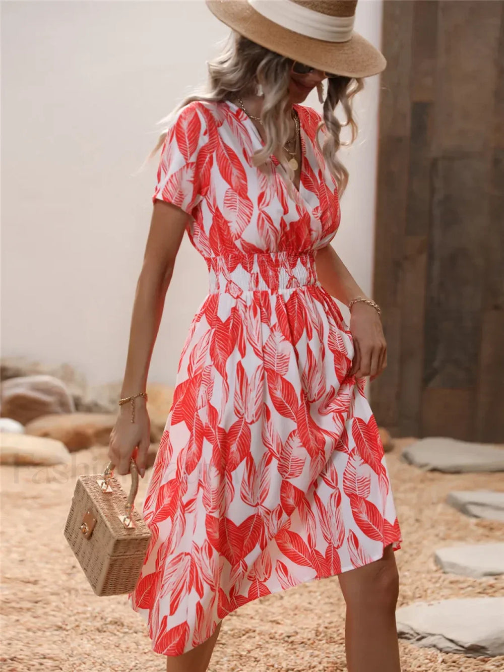 Fashionable Floral Holiday Sleeveless Chic Summer Long Midi Dress
