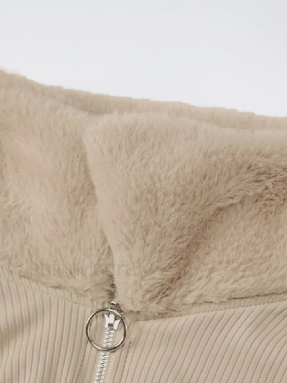 Faux Fur Trim Ribbed Long Sleeve Mini Dress Mini Dresses