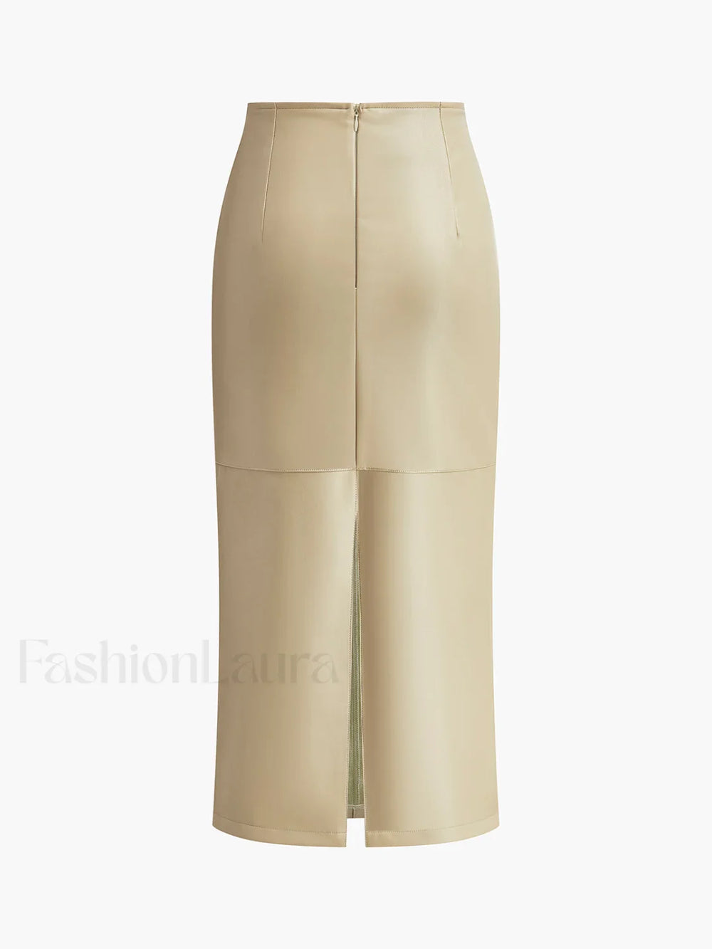 Faux Leather Piping Sit Midi Skirt Skirts