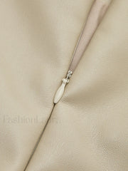 Faux Leather Piping Sit Midi Skirt Skirts