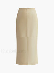 Faux Leather Piping Sit Midi Skirt Skirts