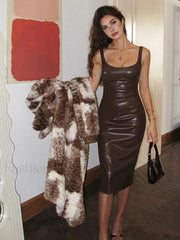 Faux Leather Skinny Strappy Dress Dresses