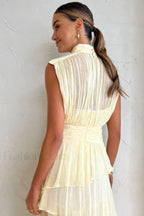 Faye Sleeveless Stylish Ruched Midi Dress