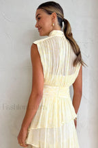 Faye Sleeveless Stylish Ruched Midi Dress