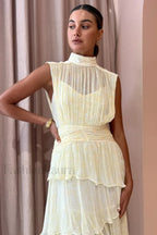 Faye Sleeveless Stylish Ruched Midi Dress