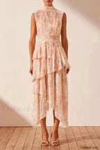 Faye Sleeveless Stylish Ruched Midi Dress S / Faye Print