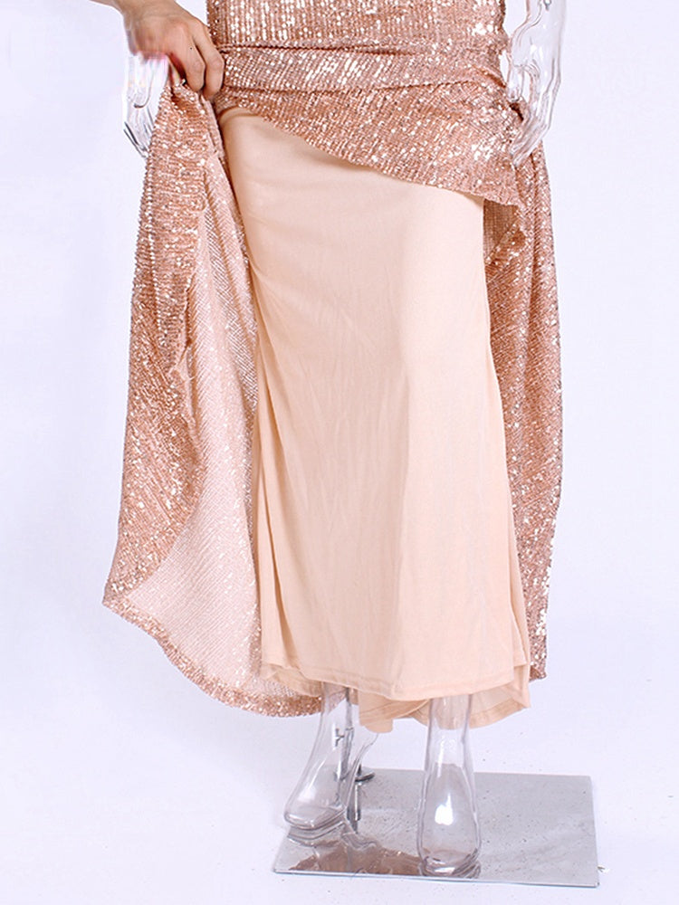 JuliaFashion - Sequined Evening Backless Deep V-Neck Wedding Dress