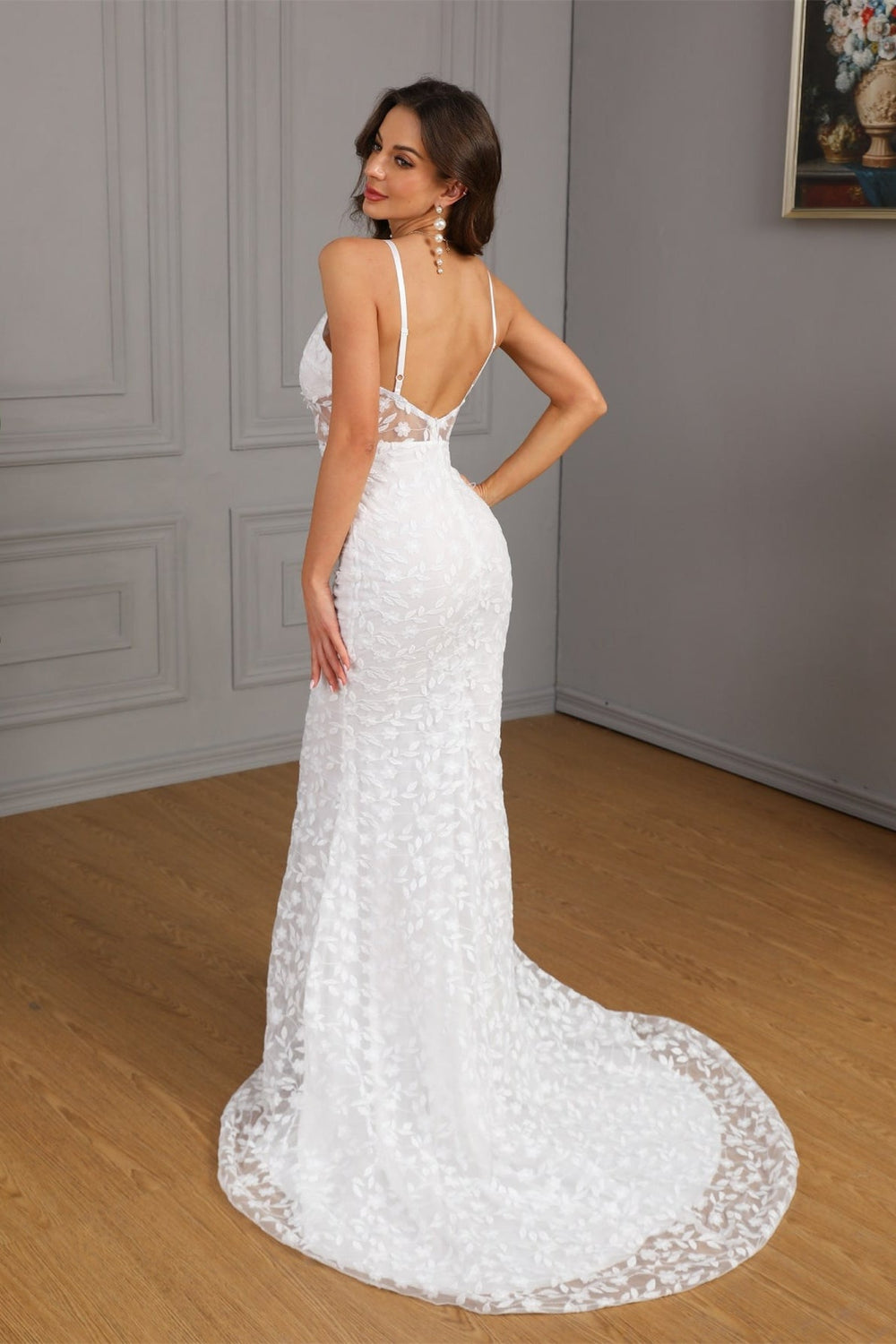 Sleeveless Train Bodycon Formal Dress