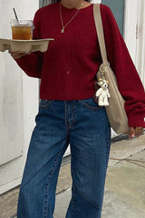 Cropped Knit Button Cardigan