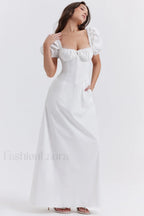 Felizia White Stylish Puff Sleeve Sundress
