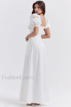 Felizia White Stylish Puff Sleeve Sundress
