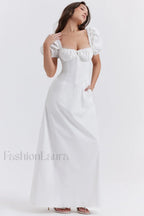 Felizia White Stylish Puff Sleeve Sundress