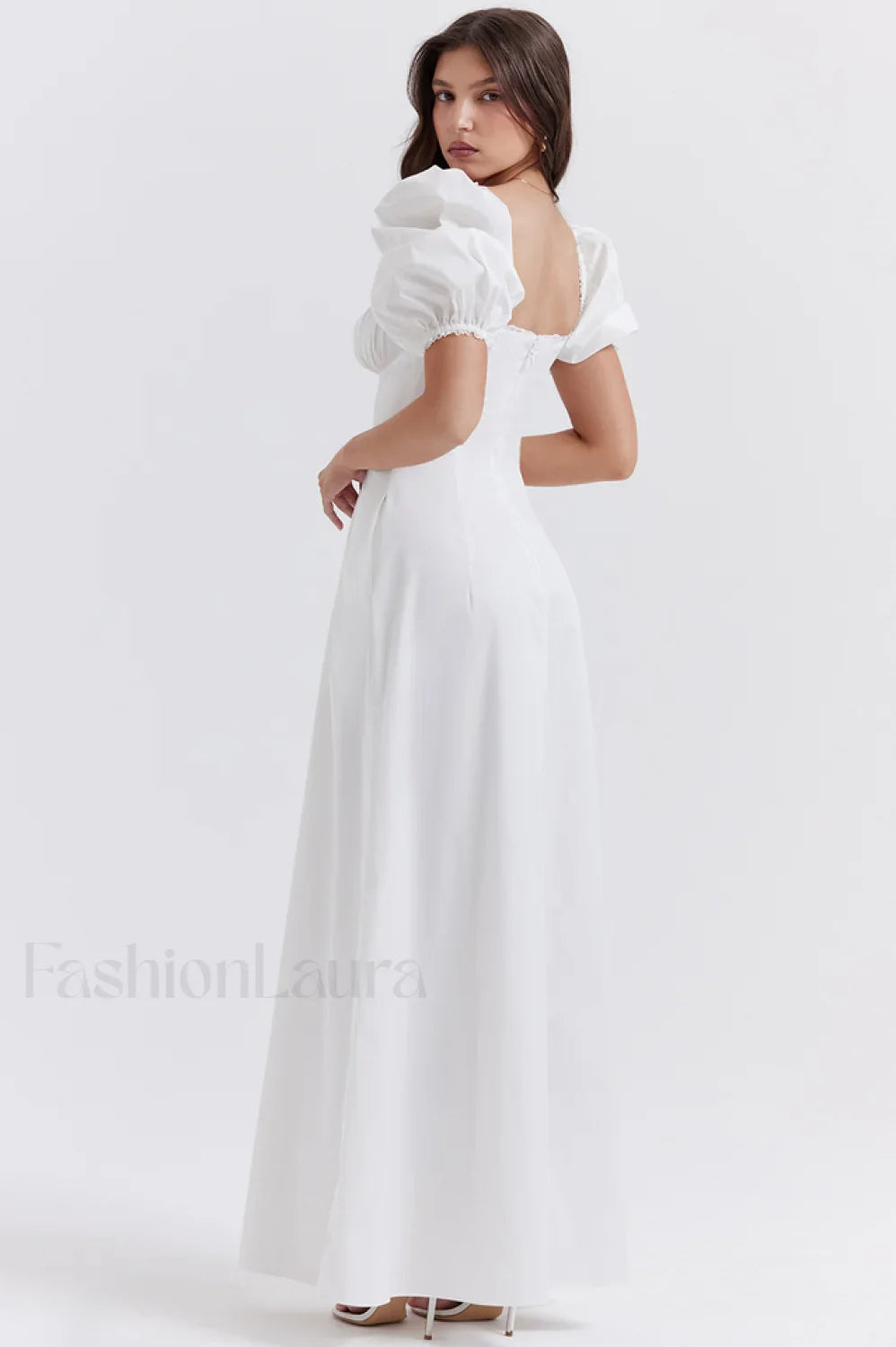 Felizia White Stylish Puff Sleeve Sundress