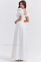Felizia White Stylish Puff Sleeve Sundress