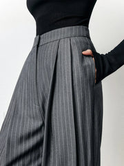 First Choice Pinstripe Trendy Wide Leg Dress Pants Pants