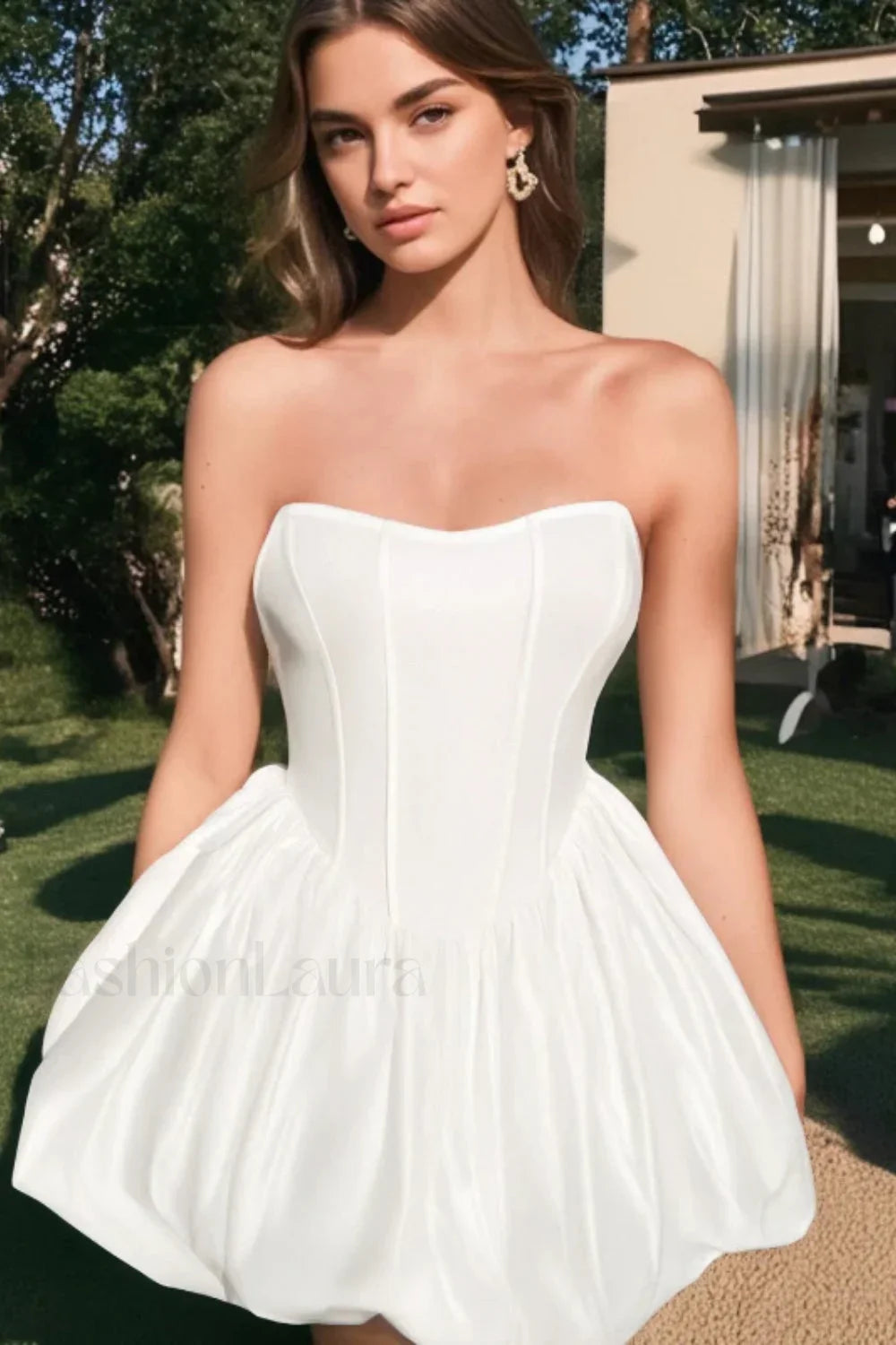 Fishbone Tube Top Fluffy Mini Dress