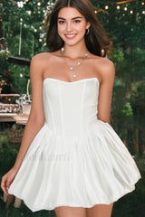 Fishbone Tube Top Fluffy Mini Dress