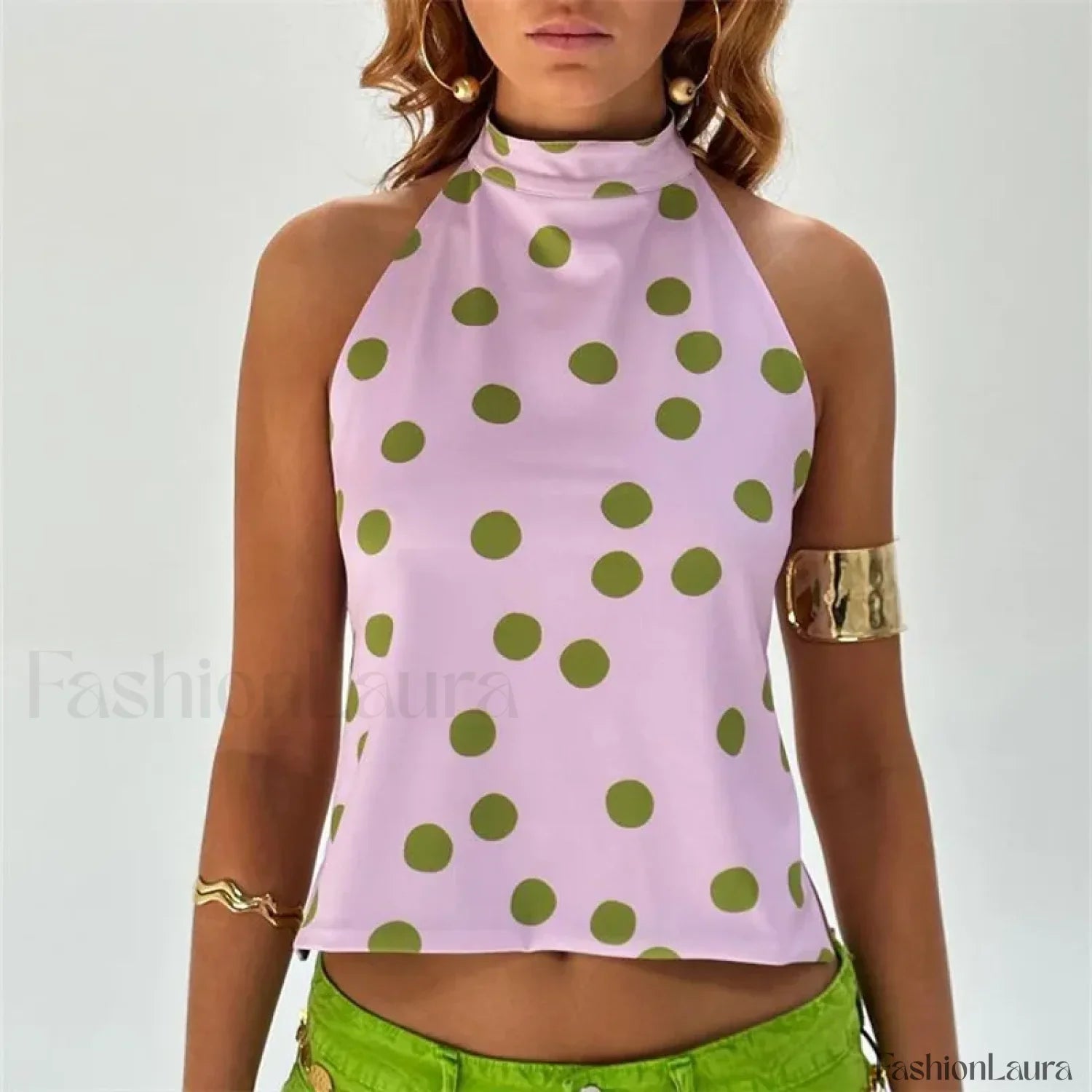 Floral Boho Backless Crop Top PINK / S