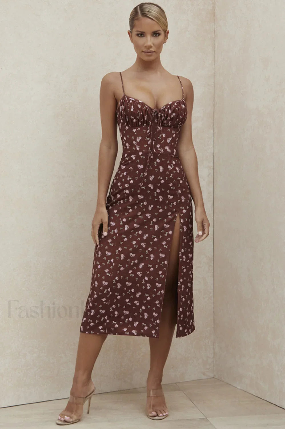 Floral Bustier Stylish Midi Dress
