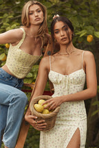 Floral Bustier Stylish Midi Dress