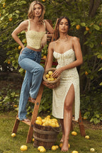 Floral Bustier Stylish Midi Dress