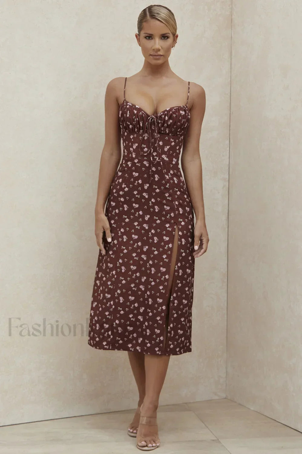 Floral Bustier Stylish Midi Dress