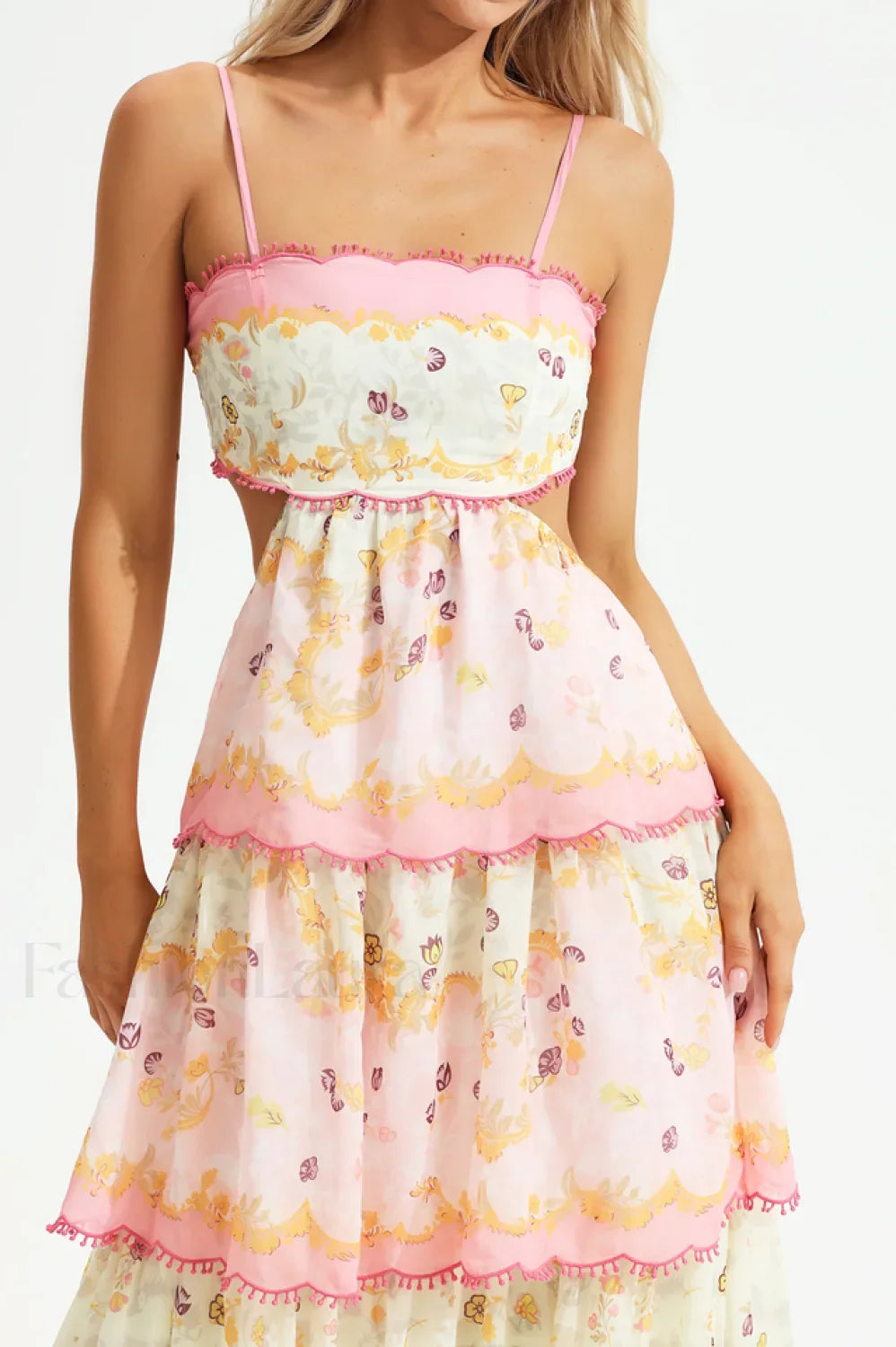 Floral Cami Tiered Charming Ruffle Hem Dress
