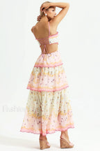 Floral Cami Tiered Charming Ruffle Hem Dress