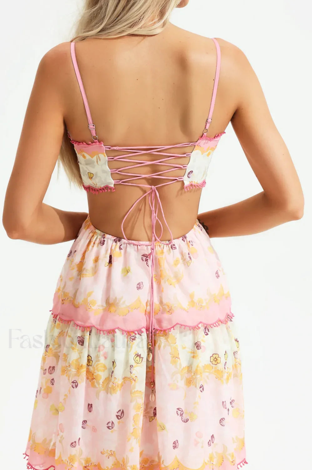 Floral Cami Tiered Charming Ruffle Hem Dress