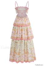 Floral Cami Tiered Charming Ruffle Hem Dress