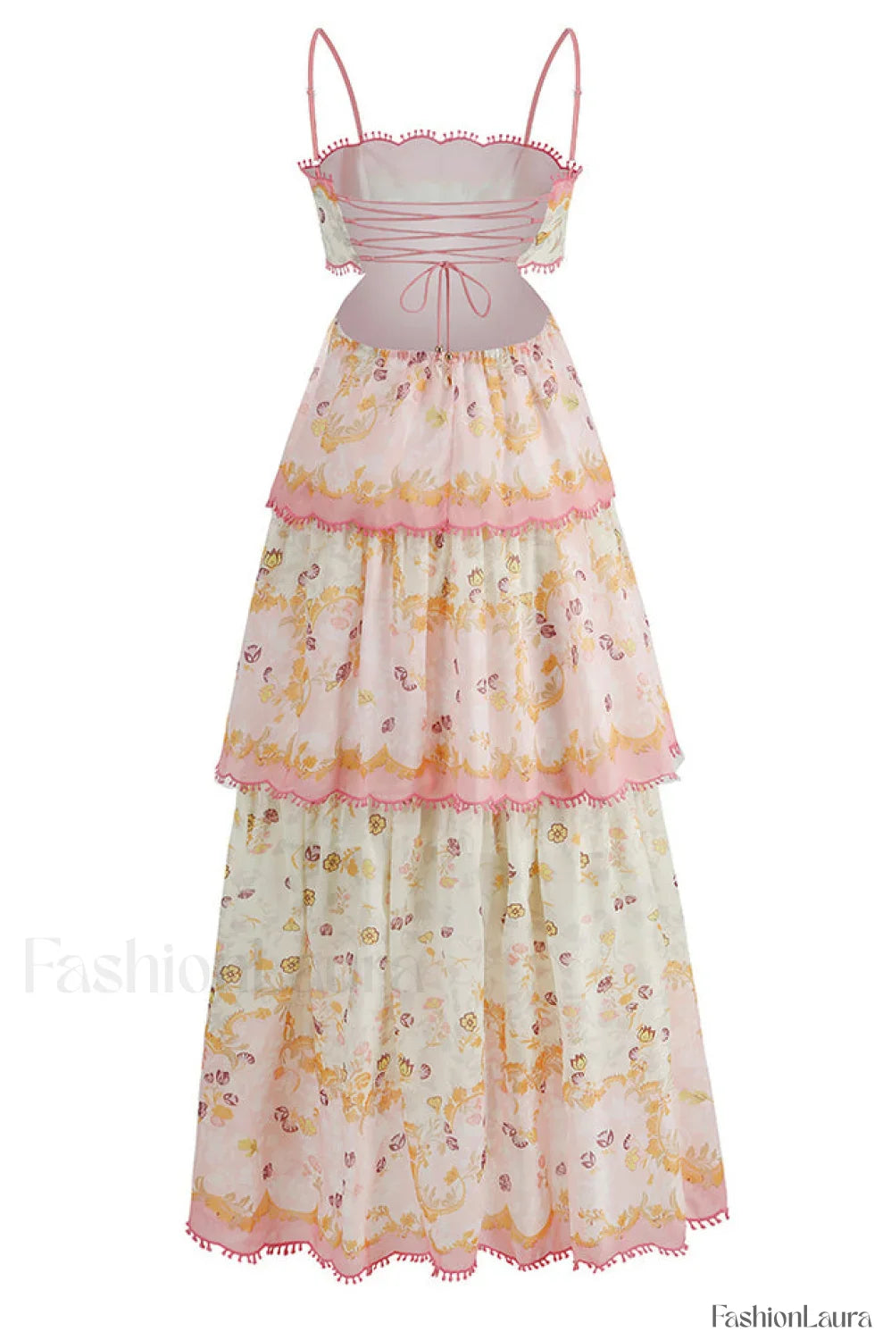 Floral Cami Tiered Charming Ruffle Hem Dress